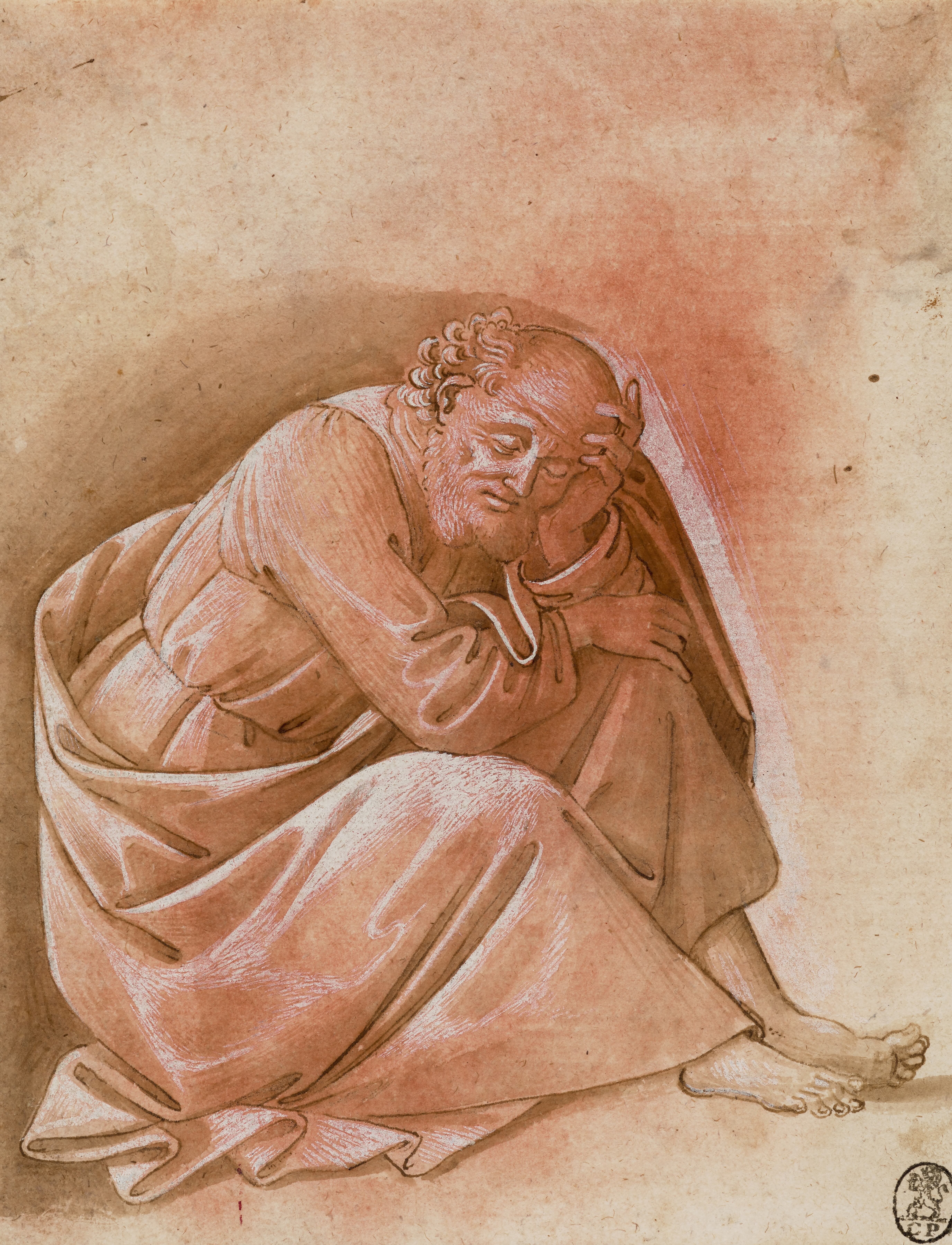Saint Peter Asleep [recto]; Study for a Figure of Saint Luke [verso][
